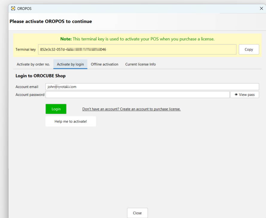 Activate by login tab